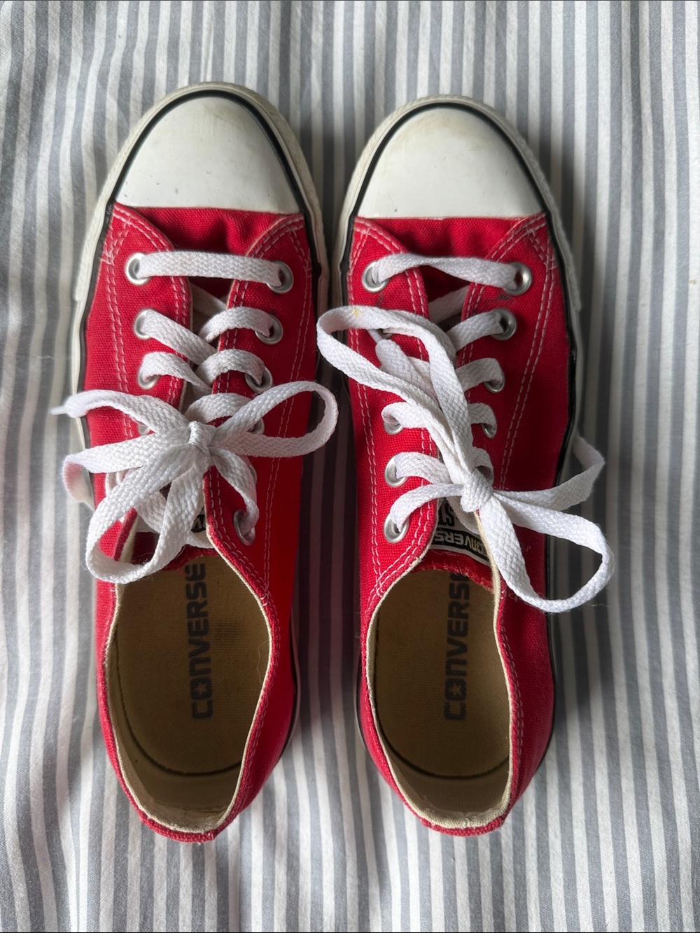 Converse Red Low Top Canvas Sneakers with White Trim